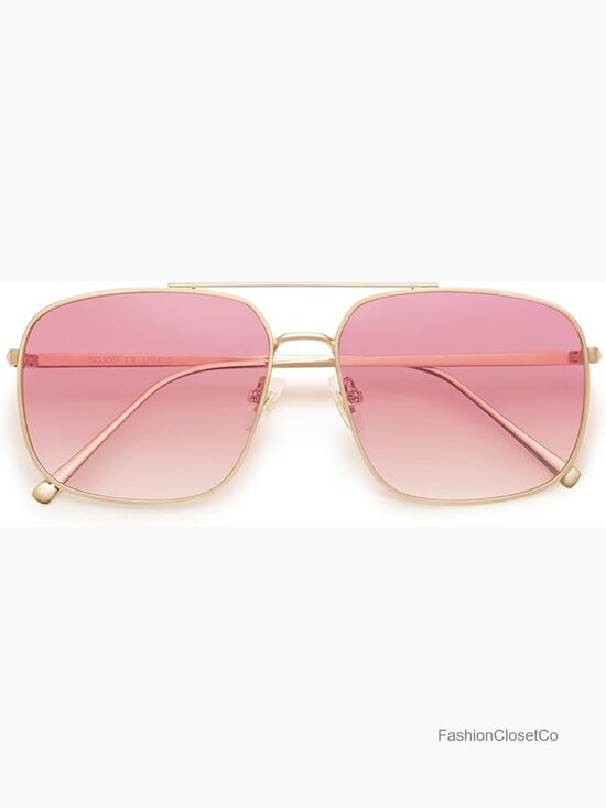 Square Aviator Metal Frame Sunglasses with UV400 Protection main image 4